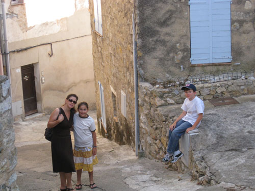 Walking through Fayence on the way to dinner